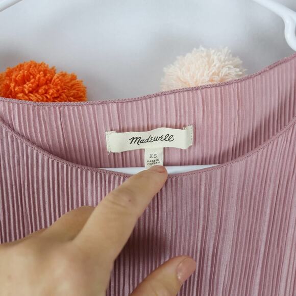 Madewell Texture & Thread Micropleat Top Vintage Mauve Short Sleeve Extra Small - Picture 4 of 4